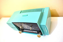 Load image into Gallery viewer, Ocean Turquoise Mid Century 1959 General Electric Model C-417C Vacuum Tube AM Clock Radio Popular Model Sounds Terrific! Excellent Plus Condition!