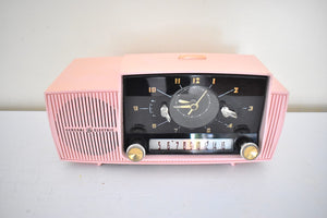 Princess Pink Mid Century 1959 General Electric Model C-416 Vacuum Tube AM Clock Radio Popular Model! Excellent Plus Condition!