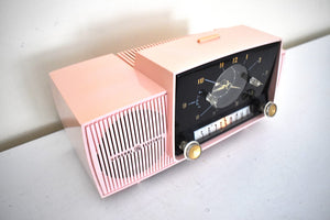 Princess Pink Mid Century 1959 General Electric Model C-416 Vacuum Tube AM Clock Radio Popular Model! Excellent Plus Condition!