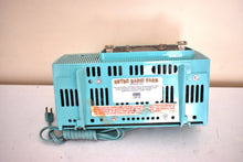 Load image into Gallery viewer, Ocean Turquoise Mid Century 1957 General Electric Model C-417C Vacuum Tube AM Clock Radio Popular Model Sounds Terrific!