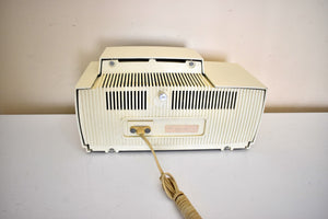 Snow White Mid-Century Modern 1959 General Electric Model C-430A Vacuum Tube AM Clock Radio Beauty! Sounds Great!
