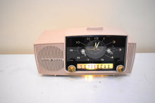 Load image into Gallery viewer, Duchess Pink Mid Century 1959 General Electric Model C-434B Vacuum Tube AM Clock Radio Beauty Sounds Fantastic Excellent Color!
