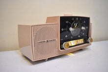 Load image into Gallery viewer, Duchess Pink Mid Century 1959 General Electric Model C-434B Vacuum Tube AM Clock Radio Beauty Sounds Fantastic Excellent Color!