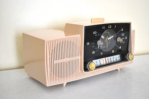 Duchess Pink Mid Century 1959 General Electric Model C-434C Vacuum Tube AM Clock Radio Beauty Sounds Fantastic Excellent Color!