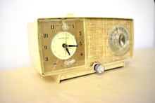 Load image into Gallery viewer, Honey Beige 1966 General Electric Model C-413C AM Vacuum Tube Clock Radio Sounds Great! Excellent Condition!