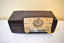 Load image into Gallery viewer, Burgundy Swirl Mid Century 1959 General Electric Model C-416C Vacuum Tube AM Clock Radio Beauty Sounds Fantastic Popular Model!