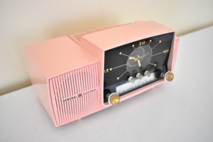 Princess Pink Mid Century 1959 General Electric Model C-416C Vacuum Tube AM Clock Radio Beauty Sounds Fantastic Prtistine Condition With Original Box!