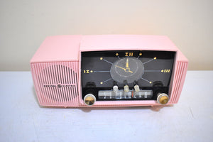 Princess Pink Mid Century 1959 General Electric Model C-416C Vacuum Tube AM Clock Radio Beauty Sounds Fantastic Excellent Condition!