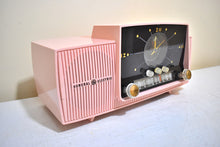 Load image into Gallery viewer, Princess Pink Mid Century 1959 General Electric Model C-416C Vacuum Tube AM Clock Radio Beauty Sounds Fantastic Excellent Condition!