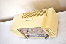 Load image into Gallery viewer, Almond Ivory 1959 General Electric Model C418A Vacuum Tube AM Clock Radio So Sweet! Working Clock Light!