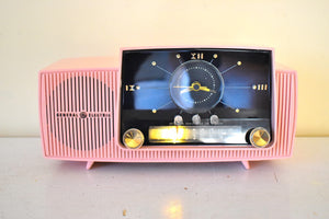 Princess Pink Mid Century 1959 General Electric Model C-416C Vacuum Tube AM Clock Radio Beauty Sounds Fantastic Excellent Condition!