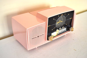 Princess Pink Mid Century 1959 General Electric Model C-416C Vacuum Tube AM Clock Radio Beauty Sounds Fantastic Excellent Condition!