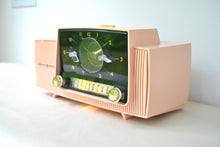 Load image into Gallery viewer, Princess Pink Mid Century 1959 General Electric Model C-416C Vacuum Tube AM Clock Radio Beauty Sounds Fantastic Excellent Condition!