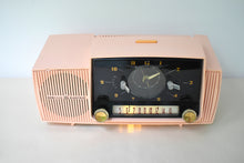 Load image into Gallery viewer, Princess Pink Mid Century 1959 General Electric Model C-416C Vacuum Tube AM Clock Radio Beauty Sounds Fantastic Excellent Condition!