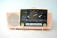 Load image into Gallery viewer, Princess Pink Mid Century 1959 General Electric Model C-416C Vacuum Tube AM Clock Radio Beauty Sounds Fantastic Excellent Condition!