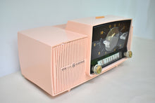 Load image into Gallery viewer, Princess Pink Mid Century 1959 General Electric Model C-416C Vacuum Tube AM Clock Radio Beauty Sounds Fantastic Excellent Condition!