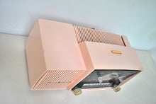 Load image into Gallery viewer, Princess Pink Mid Century 1959 General Electric Model C-416C Vacuum Tube AM Clock Radio Beauty Sounds Fantastic Excellent Condition!