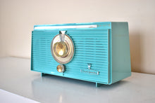 Charger l&#39;image dans la galerie, Bluetooth Ready To Go - Laguna Turquoise 1959 General Electric Model T-107B Vacuum Tube AM Radio Mid Century Sound Blaster! Excellent Condition!