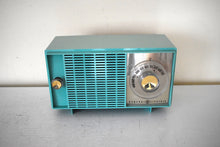 Charger l&#39;image dans la galerie, Bluetooth Ready To Go - Turquoise 1959 General Electric Model T-129C Vacuum Tube AM Radio Sounds Great! Excellent Condition!