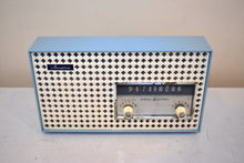 Load image into Gallery viewer, Breezeway Blue 1960 General Electric Model T-165A Vacuum Tube Radio Sounds and Looks Great!