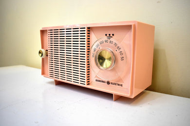 Bluetooth Ready To Go - Carnation Pink Mid Century Vintage 1959 General Electric Model T-125A Vacuum Tube Radio Sounds Great! Excellent Condition!