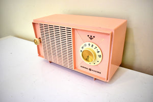 Carnation Pink Mid Century Vintage 1959 General Electric Model T-125A Vacuum Tube Radio Sounds Great! Excellent Condition!
