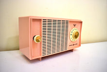 Load image into Gallery viewer, Carnation Pink Mid Century Vintage 1959 General Electric Model T-125A Vacuum Tube Radio Sounds Great! Excellent Condition!
