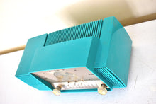 Load image into Gallery viewer, Seafoam Green Turquoise 1959 GE General Electric Model 914D AM Vacuum Tube Clock Radio Excellent Condition Rare Desirable Color!