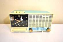 Load image into Gallery viewer, Turquoise and White 1960 General Electric Model C-4518 AM Vintage Radio Excellent Condition Sounds Terrific!