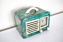画像をギャラリービューアに読み込む, Jade Green Marbled Swirl 1947 General Television Model 5A5 Vacuum Tube AM Radio Works Great! Excellent Condition!