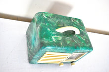 Charger l&#39;image dans la galerie, Jade Green Marbled Swirl 1947 General Television Model 5A5 Vacuum Tube AM Radio Works Great! Excellent Condition!
