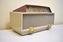Load image into Gallery viewer, Taupe and Tan 1954 Hallicrafters Model 611 AM Vacuum Tube Radio Sounds Great! Rare Model!