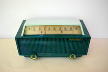 Load image into Gallery viewer, Ranger Green 1954 Hallicrafters Model 612 AM Vacuum Tube Radio Sounds Great! Rare Model Color Combo!
