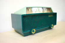 Load image into Gallery viewer, Ranger Green 1954 Hallicrafters Model 612 AM Vacuum Tube Radio Sounds Great! Rare Model Color Combo!