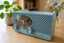 画像をギャラリービューアに読み込む, Bette Blue 1963 Admiral Model Y3559 Vintage Atomic Age Vacuum Tube AM Radio Clock Sounds Great! Rare Model! Excellent Condition!