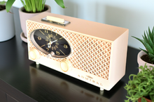 Load image into Gallery viewer, Lace Pink 1963 Admiral Model Y3554 Vintage Atomic Age Vacuum Tube AM Radio Clock Sounds Great! Excellent Condition!