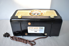 Load image into Gallery viewer, Ebony Ivory 1950 Jewel Wakemaster Model 5057U Vacuum Tube AM Clock Radio Beautiful Design Sounds Great!