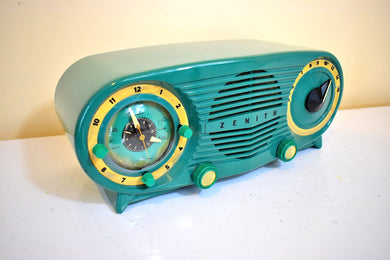 リーフグリーン 1952 ゼニス オウルアイズ モデル J616 AM 真空管ラジオ 素晴らしいサウンド!非常に良い状態！