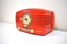Load image into Gallery viewer, Chieftian Red 1951 Lang Model DR90 Vacuum Tube AM Radio Excellent Condition Rare Original Molded Color Sounds Lang-tastic!
