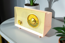 Load image into Gallery viewer, Carnation Pink White Vintage 1960 RCA Victor Model X-2FE AM 'The Sportflair' Vacuum Tube Radio Sounds Great!