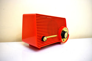 Fiesta Red Orange 1957 Motorola Model 5T22R "Dragster" AM Vacuum Tube Radio Great Sounding! Very Rare Desirable Model!