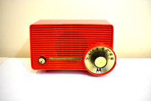 Load image into Gallery viewer, Fiesta Red Orange 1957 Motorola Model 5T22R &quot;Dragster&quot; AM Vacuum Tube Radio Great Sounding! Very Rare Desirable Model!