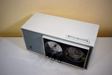 Load image into Gallery viewer, Tacoma Gray White 1963 Motorola Model BC3B Vacuum Tube AM/FM Clock Radio Excellent Condition and Great Sounding!