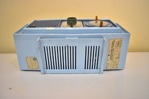 Tuxedo Blue 1963 Motorola Model C4B2 AM Vacuum Tube Clock Radio Neon Lighted Clock Dial! Sounds Wonderful!