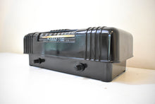 Load image into Gallery viewer, Pitch Black Bakelite 1947 Majestic Model 5BO1A Vacuum Tube AM Radio Sounds Great Excellent Condition! Rare Pancake Design!