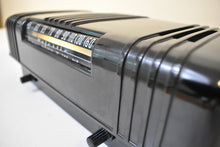 Load image into Gallery viewer, Pitch Black Bakelite 1947 Majestic Model 5BO1A Vacuum Tube AM Radio Sounds Great Excellent Condition! Rare Pancake Design!