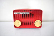 Load image into Gallery viewer, Bluetooth Ready To Go - Little Red Devil 1955 Motorola Model 56A Vacuum Tube AM Radio Mid Century Sound Blaster! Excellent Condition!
