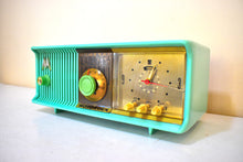 Load image into Gallery viewer, Sea Green 1957 Motorola Model 56CC Vacuum Tube AM Clock Radio Rare Model and Color Sounds Fantastic!