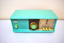 Load image into Gallery viewer, Sea Green 1957 Motorola Model 56CC Vacuum Tube AM Clock Radio Rare Model and Color Sounds Fantastic!