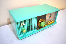 Load image into Gallery viewer, Sea Green 1957 Motorola Model 56CC Vacuum Tube AM Clock Radio Rare Model and Color Sounds Fantastic!